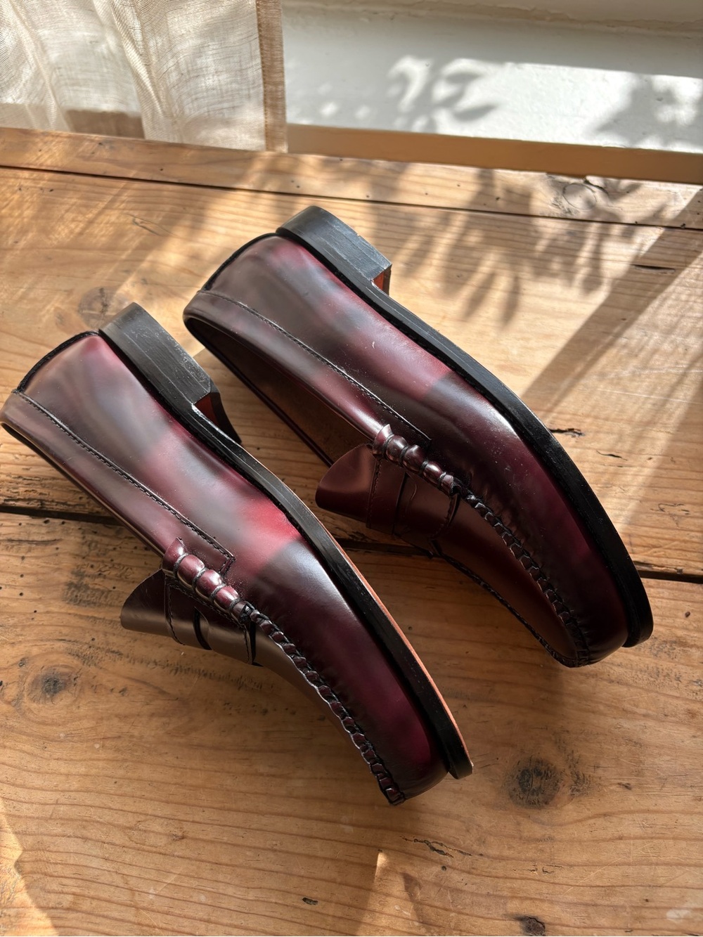 Men's Leather Penny Loafer in Burgundy - Picture 5 of 11